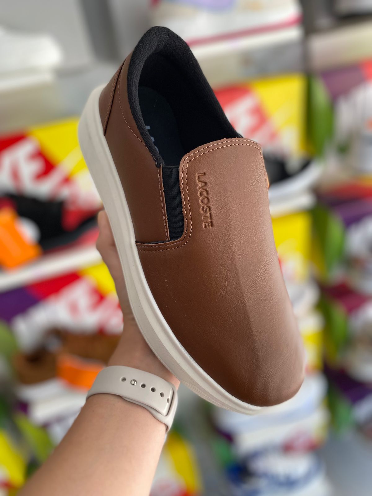 Lacoste caramelo s\ cadarço