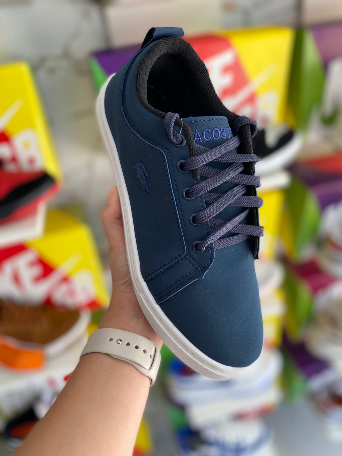 Lacoste azul cadarço