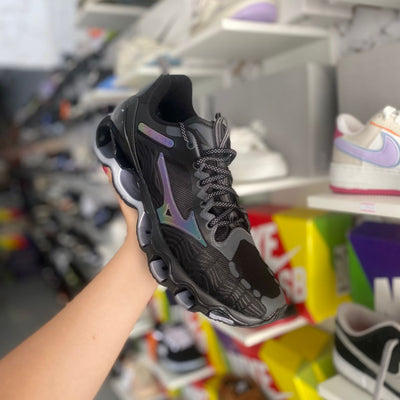 Mizuno Wave Prophecy preto prata reflexivo